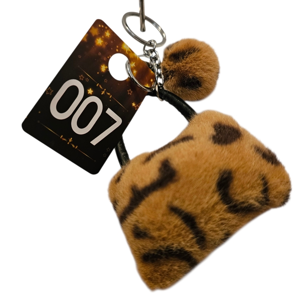 ANIMAL PRINAL BROWN BLACK PURSE BAG CHARM